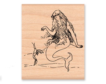 SWEET MERMAID -Wood Mounted Rubber Stamp (MCRS 27-17)