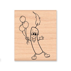 BIRTHDAY CANDLE Rubber Stamp~Birthday Wishes~Birthday Balloons~DIY Birthday Party Fun~Counting Birthdays~wood mounted stamp  (05-10)