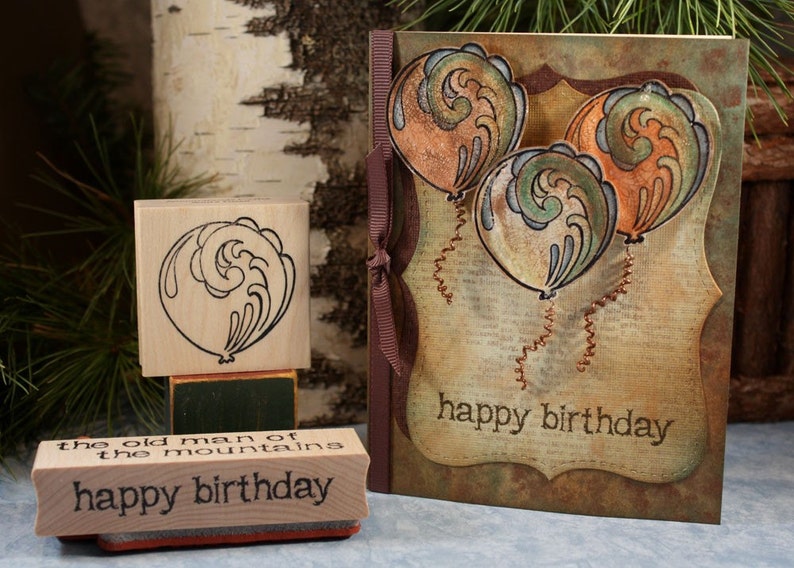 HAPPY BIRTHDAY - Wood Mounted Rubber Stamp (08-23) - Etsy