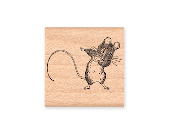 MOUSE Rubber Stamp~Cute Mouse Stamp~Birthday Party Celebration~DIY Cute Animal Decor and Crafts~Wood Mounted Rubber Stamp (30-12)