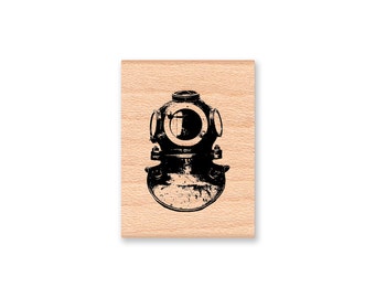 Scuba Dive Mask Rubber Stamp~Vintage Scuba Diving Equipement~Ocean and Sea Nautical Theme~Wood Mounted Rubber Stamp (17-20)