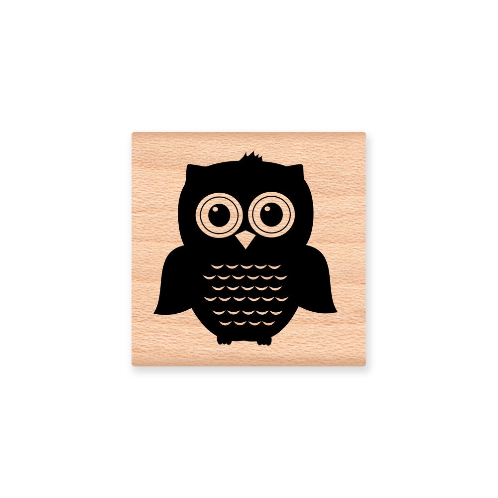 OWL STAMPS Cute Owls ~Large and Small Sizes~Wood Mounted Rubber Stamp by Mountainside Crafts  (48-13