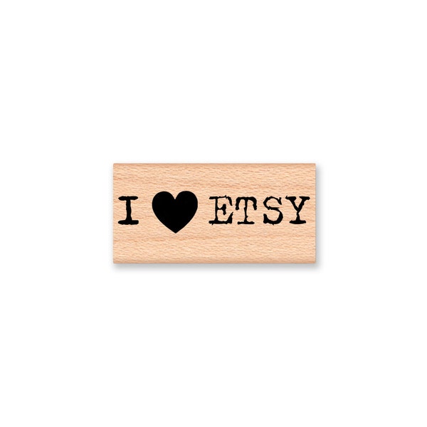 I LOVE ETSY~Rubber Stamp~I Heart Etsy~Shop~Etsy Team~thank you~appreciation~Seller~Product Business~wood mounted~Mountainside Crafts(33-61)