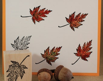 SILVER MAPLE LEAF-Wood Mounted Rubber Stamp (mcrs 24-11)