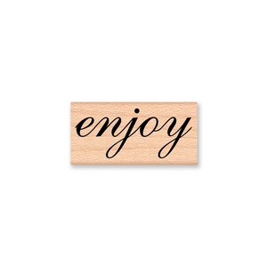 enjoy-pretty script font-wood mounted rubber stamp(28-25)
