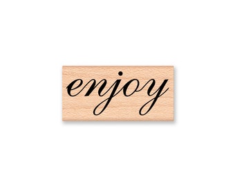 enjoy-pretty script font-wood mounted rubber stamp(28-25)