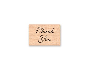 thank you -  Elegant Script Font - wood mounted rubber stamp