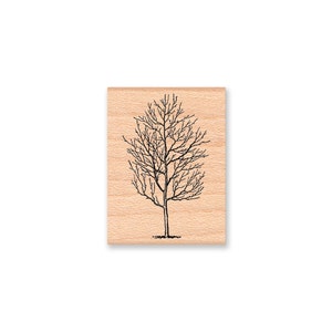 TREE Rubber StampFall or Winter Tree with Bare BranchesLandscapeChristmas Card MakingWood mounted stamp by Mountainside Crafts 20-04 image 2