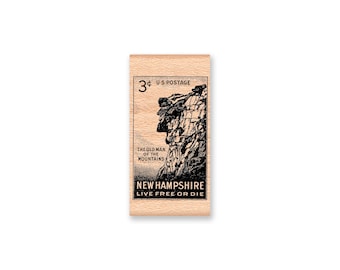 Old Man of the Mountains Rubber Stamp~Vintage Postage Stamp~NH~New Hampshir~Wood Mounted Rubber Stamp~Mountainside Crafts (17-16)