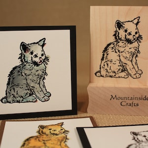 CAT RUBBER STAMP~Kitten~Kitty~New Pet~Wood Mounted Rubber Stamp by Mountainside Crafts(24-12)