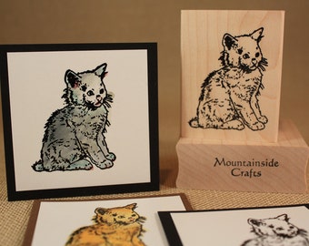CAT RUBBER STAMP~Kitten~Kitty~New Pet~Wood Mounted Rubber Stamp by Mountainside Crafts(24-12)