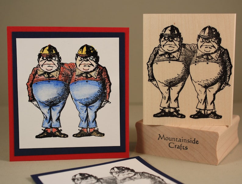 Tweedle Dee Tweedle Dum Stamp Alice in Wonderland Best Friends Party Invitation Tweedledee Tweedledum wood mounted rubber