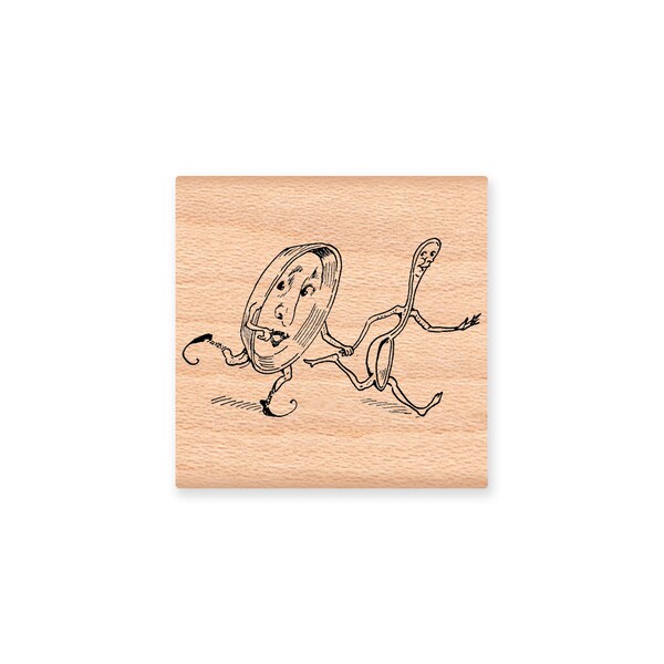 Dish ran away with the spoon (22-13) Wood Mounted Rubber Stamp