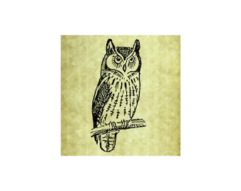 OWL RUBBER STAMP~Vintage Owl~Halloween Thanksgiving Crafting~Holiday Card Making~ Art Rubber Stamps by Mountainside Crafts (51-14)