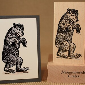 WOODLAND BEAR  - wood mounted rubber stamp -(MCRS 24-04)