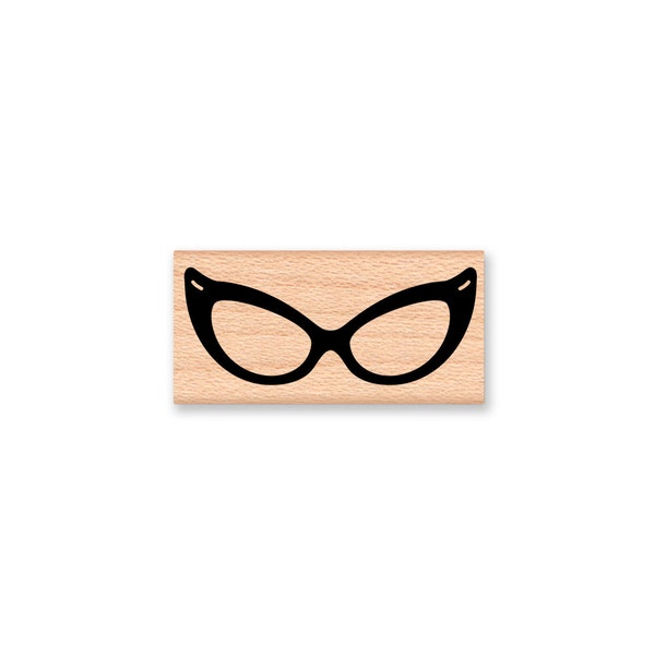 CAT EYE GLASSES Rubber Stamp~Hipster Nerd Glasses~Reading Glasses~Wood Mounted Rubber Stamp by Mountainside Crafts (41-06)