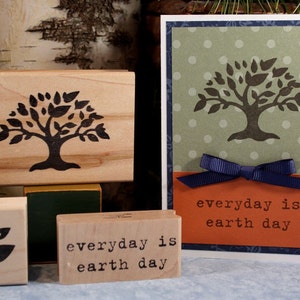 TREE SILHOUETTEStamp Set of 2Tree with LeavesLarge Tree StampWood Mounted Rubber Stamp by Mountainside Crafts 05-08T11-17L image 4