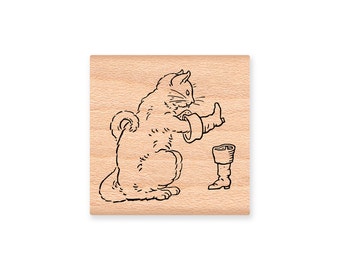 PUSS AND BOOTS-Wood Mounted Rubber Stamp (mcrs 29-19)