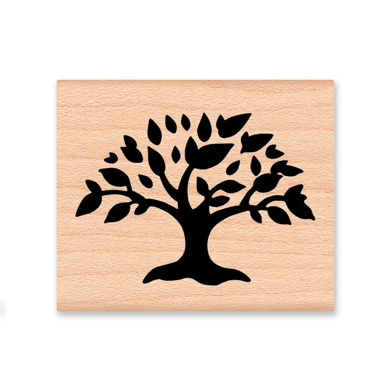 TREE SILHOUETTEStamp Set of 2Tree with LeavesLarge Tree StampWood Mounted Rubber Stamp by Mountainside Crafts 05-08T11-17L image 1