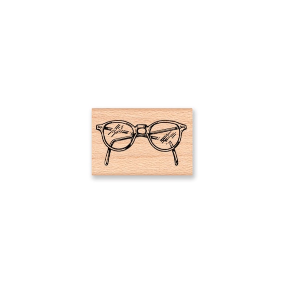 Glasses Library Book Stamp