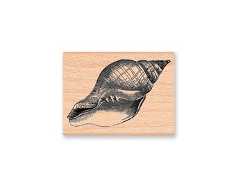 SEA SHELL Rubber Stamp~Sea Life~Conch Shell~Vintage Nautical Shell Illustration~DIY Card Making~Wood Mounted Rubber Stamp (45-14)