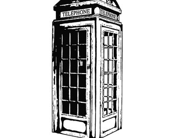 RUBBER STAMP Telephone Booth ~Unmounted Cling Stamp~London Europe UK British Vintage Red K6 Phone Kiosk  (50-16)