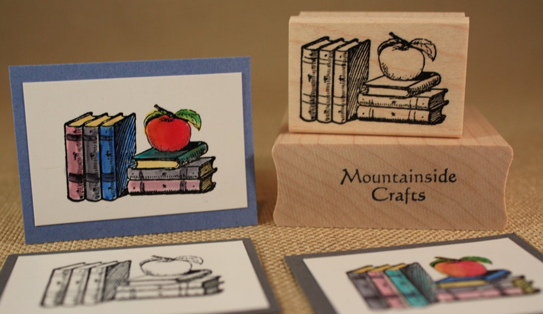 Readable Stamp BOOKS Rubber Stamp~book Stack~perfect Stamp for School Teaches and ...
