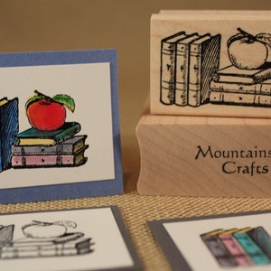 BOOKS Rubber Stamp~Book Stack~Perfect Stamp for School Teaches and Bookmarks~Love to Read Stamp~College Student~Book Club~Open Book  (22-15)
