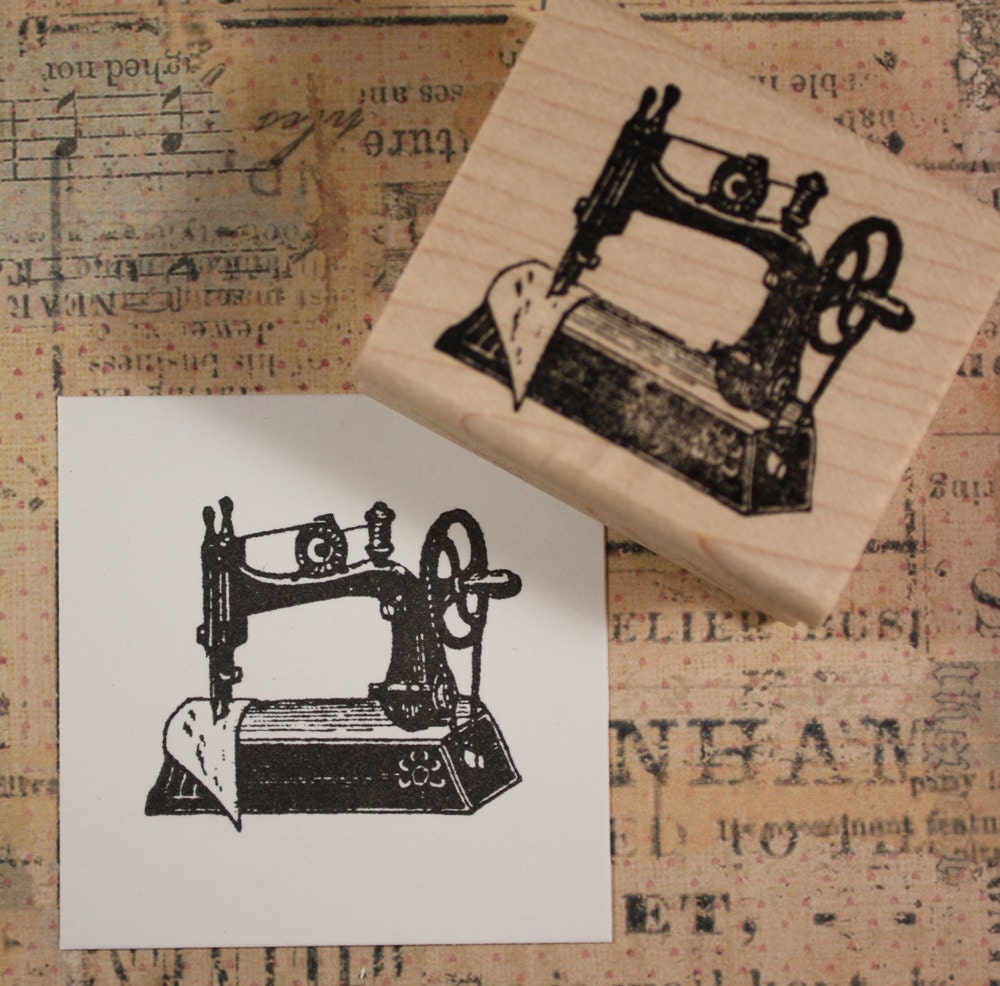 Vintage Sewing Machine Rubber Stamphandmadehomemadewood Etsy