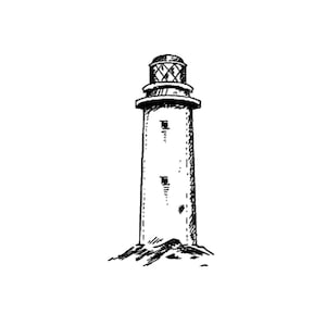 LIGHTHOUSE RUBBER STAMP~Unmountd Cling Stamp~Sketch~ Nautical Seaside Ocean~Oceanside~Navigation~Rocky Shore Cape Cod Sailing Rustic (50-18)