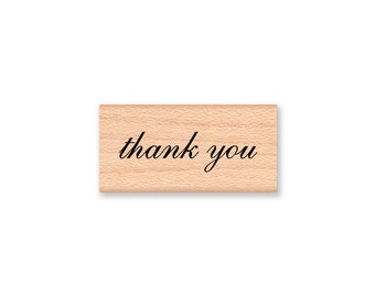 THANK YOU Rubber Stamp~Pretty Thank You Stamp for DIY Card Making and Crafting~Elegant Script Font~Wood Mounted Rubber Stamp (sku #13-49)