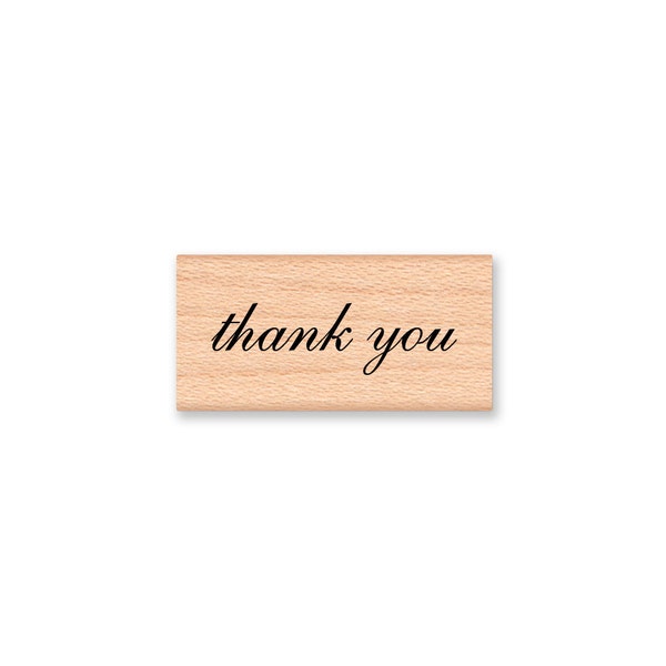 THANK YOU Rubber Stamp~Pretty Thank You Stamp for DIY Card Making and Crafting~Elegant Script Font~Wood Mounted Rubber Stamp (sku #13-49)