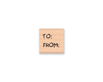 TO and FROM Rubber Stamp~Small Stamp for DIY Gift Tags~Holiday Christmas Crafting~Wood Mounted Rubber Stamp by Mountainside Crafts ( 14-64)