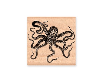 OCTOPUS RUBBER STAMPS~Squid~Ocean Sea Life~Nautical theme~Wood Mounted Rubber Stamp by Mountainside Crafts (34-32)