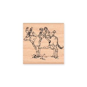 Farm Animals and Children~Cow on Farm~Vintage Children and Animals~Wood Mounted Rubber Stamp from Mountainside Crafts (19-09)