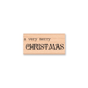 Un très joyeux Noël, sentiment, voeux de Noël, tampon en caoutchouc sur bois (33-34 mcrs)