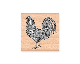 ROOSTER Rubber Stamp~Bantam Rooster~Chicken Stamp~Farm Animal Stamp~Country Decor~Wood Mounted Rubber Stamp (27-10)