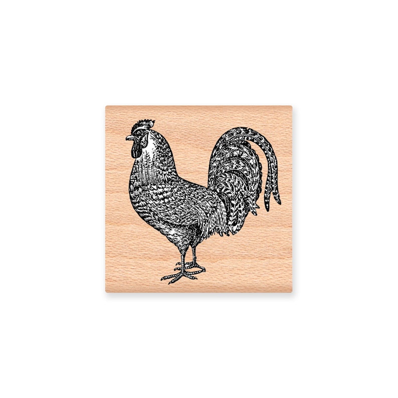 ROOSTER Rubber StampBantam RoosterChicken StampFarm Animal StampCountry DecorWood Mounted Rubber Stamp 27-10 image 1