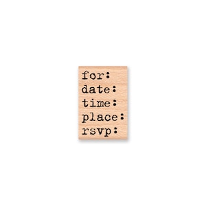 for date time place rsvp stamp-Invitation stamp-type font- wood mounted rubber stamp(18-34)
