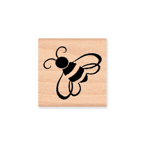 Bee Stamp: Wood Mounted Rubber Stamp 