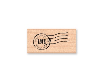 LOVE POSTMARK - wood mounted rubber stamp -(MCRS 22-16)