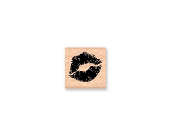 LIPS KISS Rubber Stamp~Lipstick Kiss~SWAK~Love~Wedding~Valentine~Love You~ Wood Mounted Rubber Stamp (22-19SM)(40-17LG)