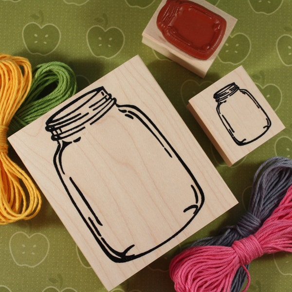 Mason Jar Rubber Stamp~Large Stamp~Vintage Canning~Country Rustic Decor~Wood Mounted Rubber Stamp (11-15)