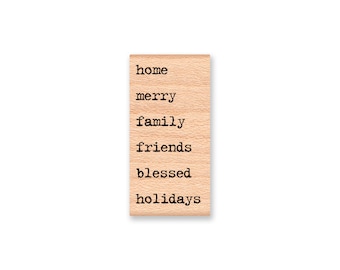 HOLIDAY HAPPINESS WORDS- Holiday Words-wood mounted rubber stamp(28-19)