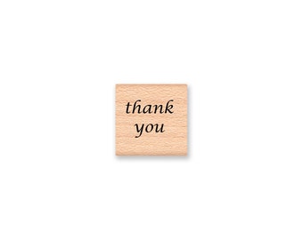 thank you~tiny thank you rubber stamp~wood mounted rubber stamp~3/4 X 1/2 inch.