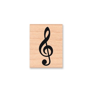 TREBLE CLEF  - wood mounted rubber stamp -(MCRS 22-04)