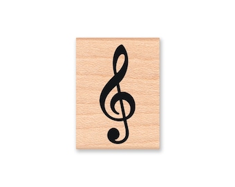 TREBLE CLEF  - wood mounted rubber stamp -(MCRS 22-04)