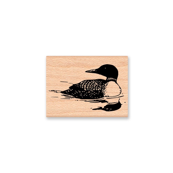 Loon Rubber Stamp~Loon Swimming on Lake~wood mounted rubber stamp (21-12)