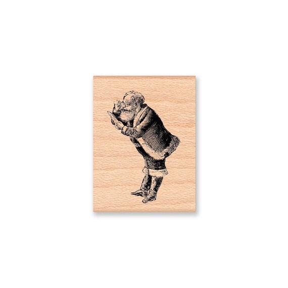 Santa Stamp~Santa Claus Rubber Stamp~Santa Checking List~Christmas Holiday Stamp~Card Making Holiday Crafting~Mountainside Crafts (16-06)