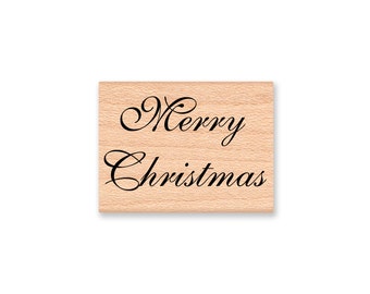 MERRY CHRISTMAS Rubber Stamp~Pretty Script Flouish~Holiday DIY Card Making and Decor Crafting~Wood Mounted Stamp (28-24)